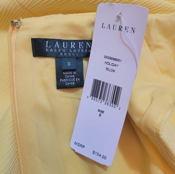 NWT Lauren by Ralph Lauren Yellow Fit and Flare Sleeveless Dress Size 0 - Picture 6 of 6